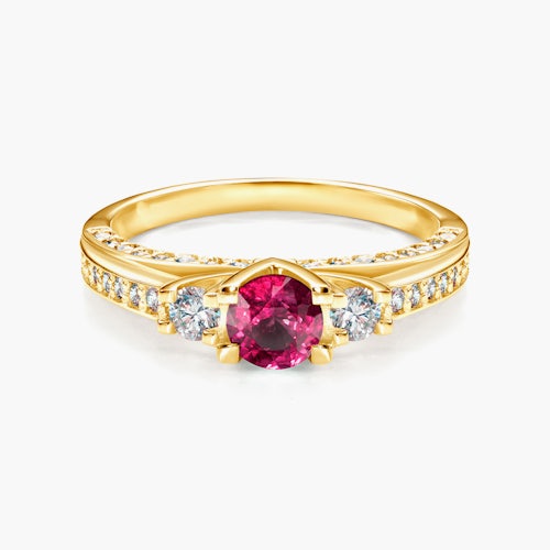 Pierścionek Red Passion: złoty, rubin